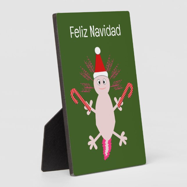 Placa Expositora Personalizado de Axolotl de Navidades Cute (Lado)
