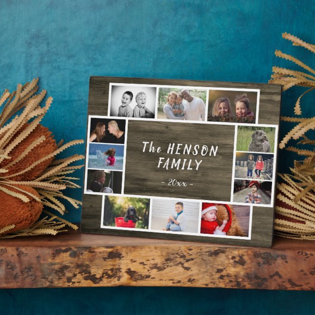 Placa Expositora Personalizado de Collage de fotos Rústico Anual de (Lado)