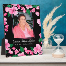 Placa Expositora Personalizado de Flores Rosadas Memorial Keepsake