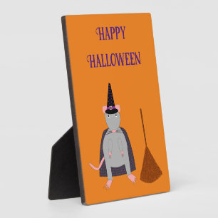 Placa Expositora Personalizado de Halloween Witch Rat and Broom