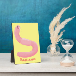 Placa Expositora Personalizado de lombrices de tierra rosa y alegre