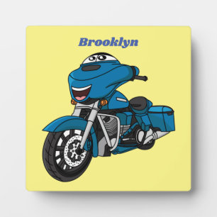 Placa Expositora Personalizado de moto azul feliz