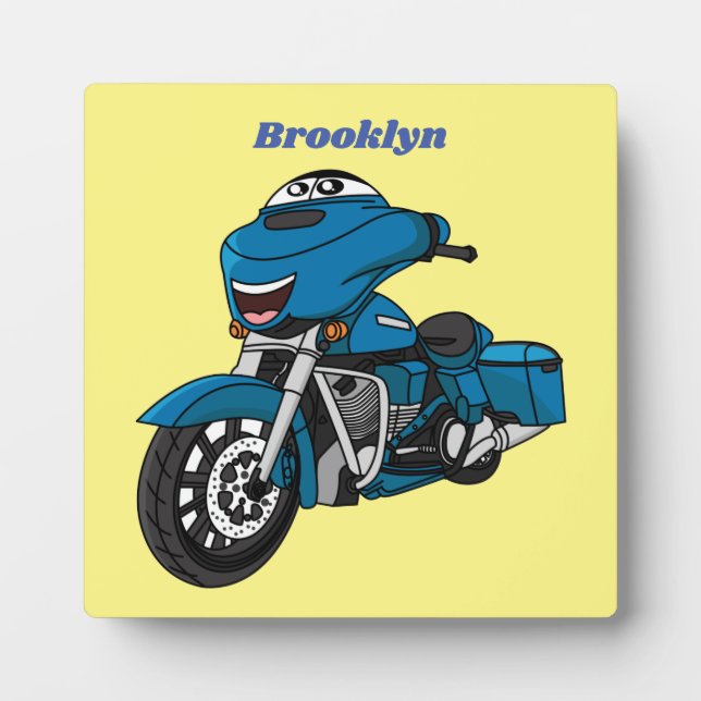 Placa Expositora Personalizado de moto azul feliz (Frente)