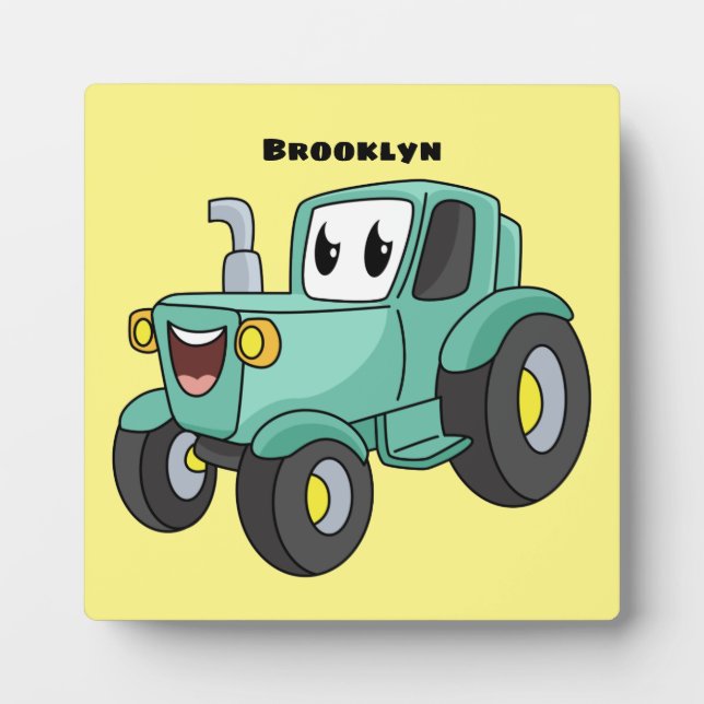 Placa Expositora Personalizado de tractores verde feliz (Frente)