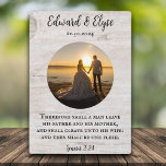 Placa Expositora Personalizado del aniversario de Boda de Madera Ru<br><div class="desc">Captura y conmemora tus momentos más preciados con nuestro Aniversario de la Boda Rustica de la Madera, Keepsake Plaque. Esta placa de personalizable, elaborada con elegancia rústica, te permite mostrar tu historia de amor con texto personalizado y un impresionante marco fotográfico. La inclusión del Génesis 2:24 añade un toque de...</div>