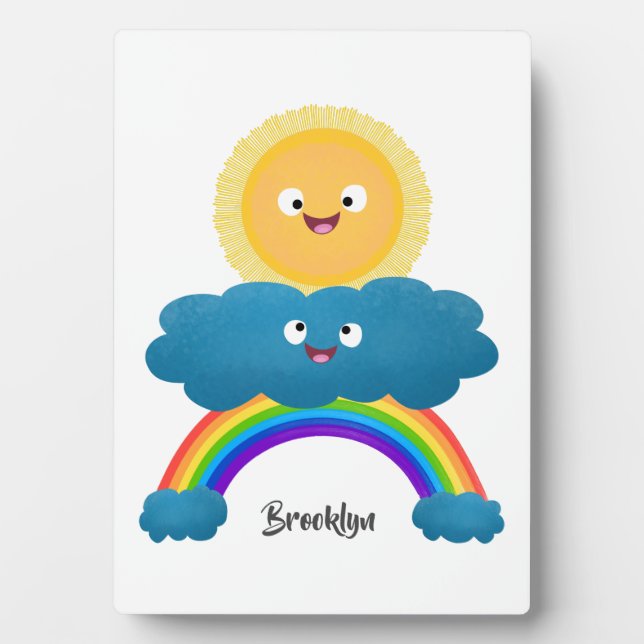 Placa Expositora Personalizado del arco iris de la nube de sol feli (Frente)
