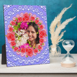 Placa Expositora Personalizado Foto Blue Lace Rosa Rosa Rosa Rosa P