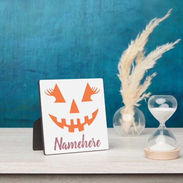 Placa Expositora Personalizado Girly Jack O Lantern Pumpkin Hallowe (in situ)