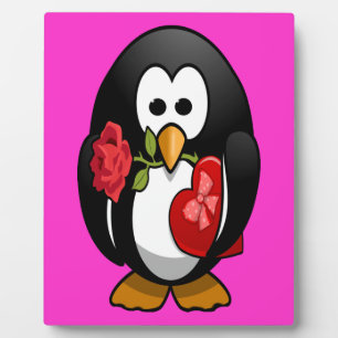 Placa Expositora Personalizado gracioso de Penguin El día de San Va
