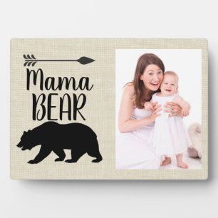 Placa Expositora Personalizado Mama Bear Burlap Foto Frame Plaque