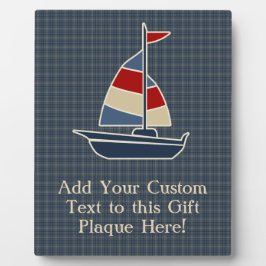 Placa Expositora Personalizado Nautical Blue, Red, Cream Sailboat