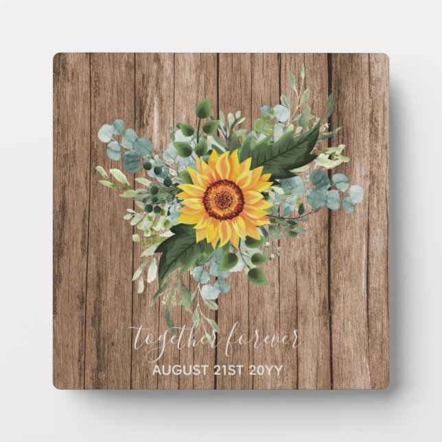 Placa Expositora Personalizado Recién Matrimonios Rústicos Eucalypt (Frente)