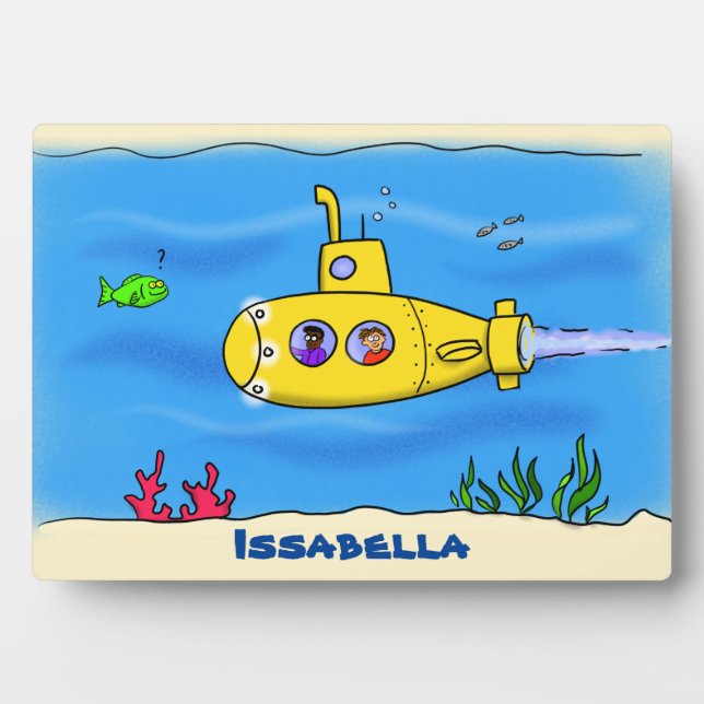 Placa Expositora Personalizado submarino amarillo feliz (Frente)