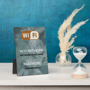 Placa Expositora Personalizado WiFi Network Password Info Blue Ston