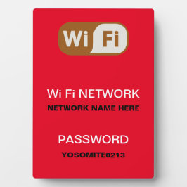 Placa Expositora Personalizado WiFi Network Password Info Color roj