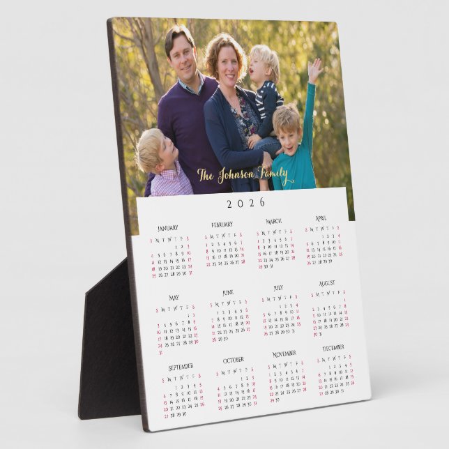 Placa Expositora Personalized 2026 Family Photo Yearly Calendar (Lado)