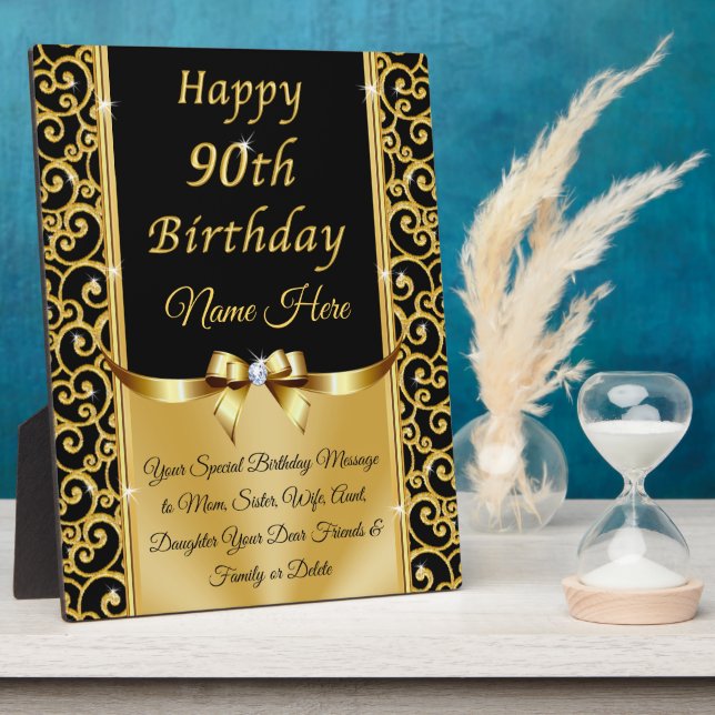 Placa Expositora Personalized, 90th Birthday Gift Ideas for Her (Lado)