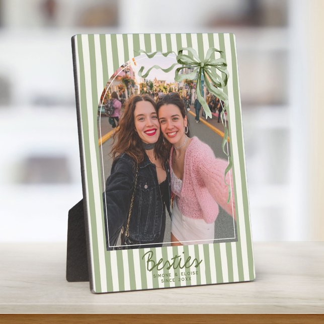 Placa Expositora Personalized Best Friends Photo Preppy Stripes Bow (Subido por el creador)