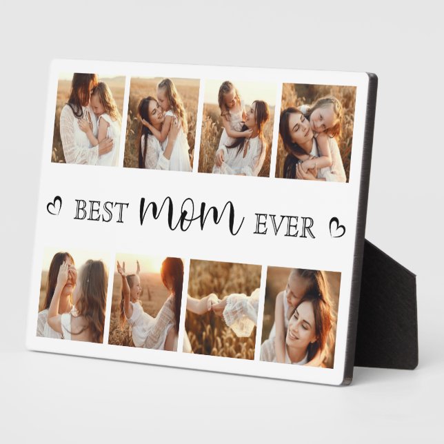 Placa Expositora Personalized Best Mom Ever Family Photo Collage (Lado)