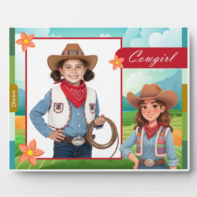 Placa Expositora Personalized Cowgirl Tabletop Photo (Frente)
