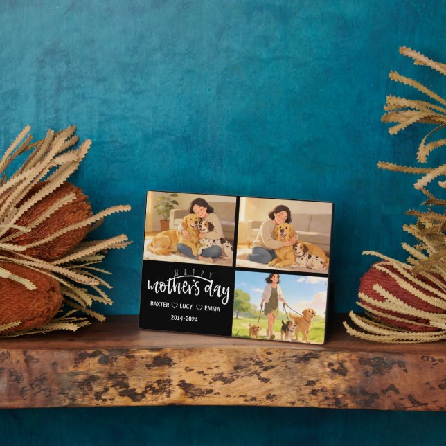 Placa Expositora Personalized Dog Mom with Custom Name | Happy  (Lado)