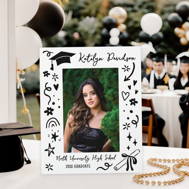 Placa Expositora Personalized Doodle Graduation Photo (Subido por el creador)