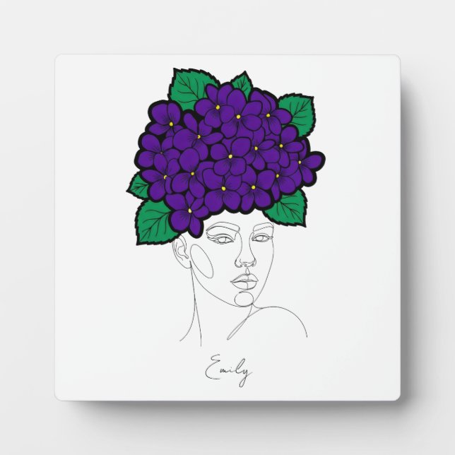 Placa Expositora Personalized February Birth Flower Crown Art (Frente)