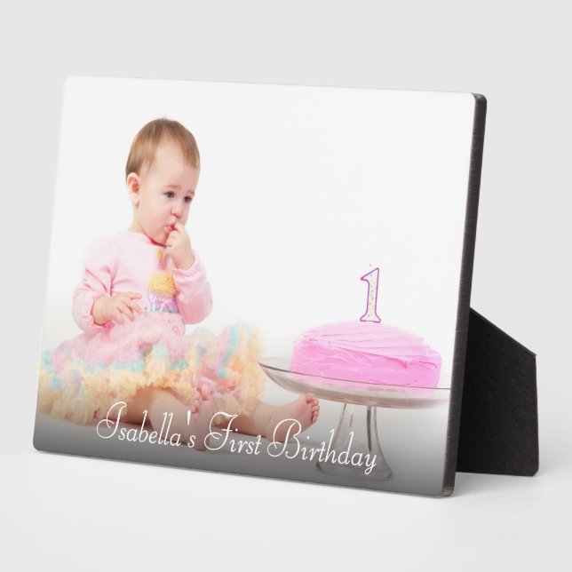 Placa Expositora Personalized First Birthday Baby Photo Plaque (Lado)