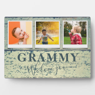 Placa Expositora Personalized Grammy Grandchildren 3 Photo Collage