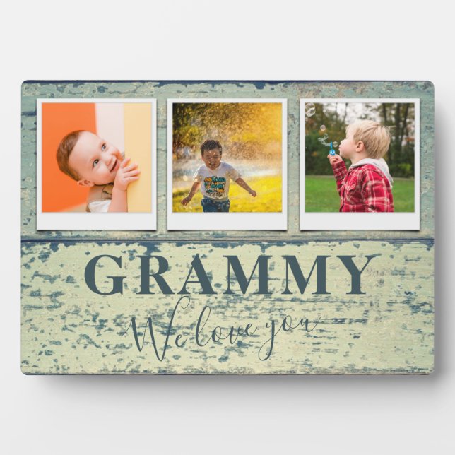 Placa Expositora Personalized Grammy Grandchildren 3 Photo Collage  (Frente)