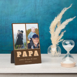 Placa Expositora Personalized Papa Plaque – Grandkids Names & Photo