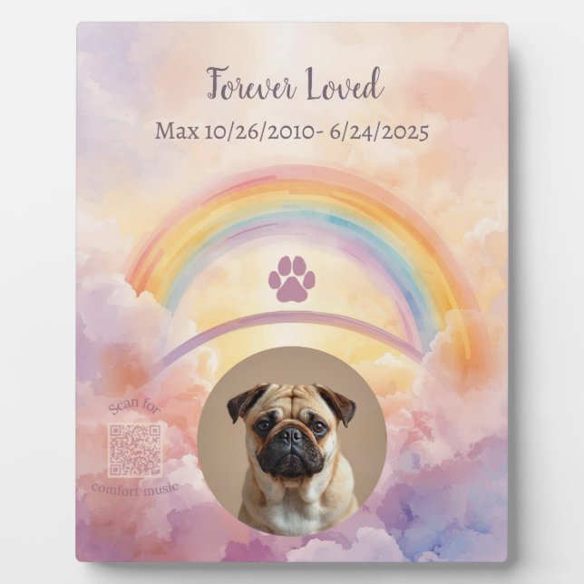 Placa Expositora Personalized Rainbow Bridge Dog Memorial Plaque (Frente)