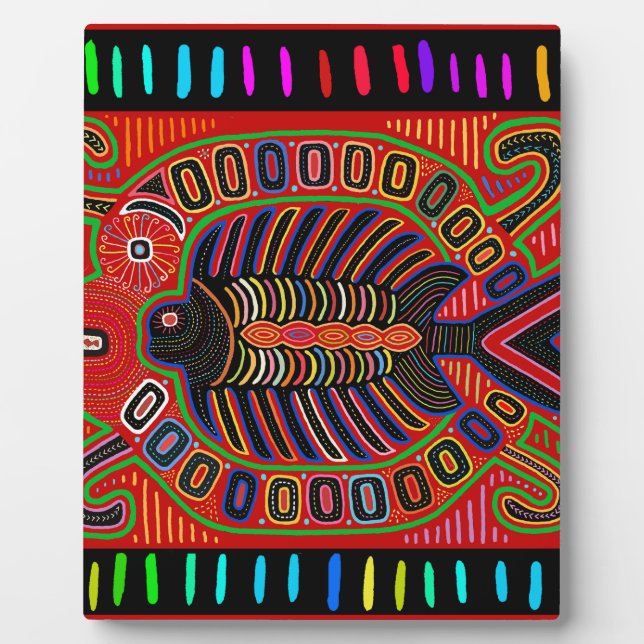 Placa Expositora Pescado volador de Mola indio de Cuna (Frente)