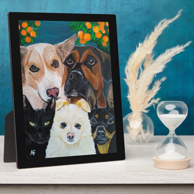 Placa Expositora Pet Selfie Painting by Alfred Fox (Lado)