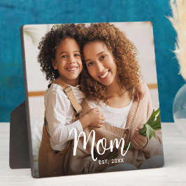 Placa Expositora Photo Mom Established Date Black Custom Script