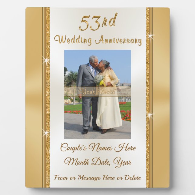 Placa Expositora Photo Personalized 53rd Wedding Anniversary Gift (Frente)
