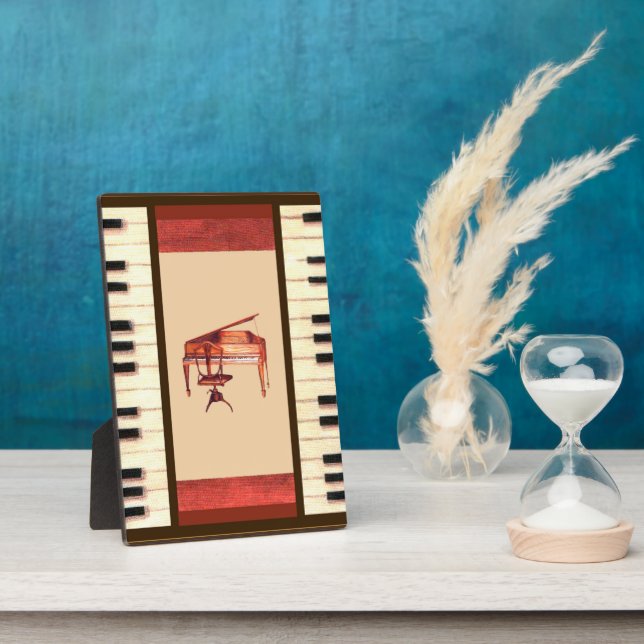 Placa Expositora piano keys antique piano chair bench photo plaque (Lado)