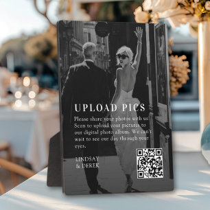 Placa Expositora ¡PICS HAPPEN! Código QR Galería de Fotos de Boda e