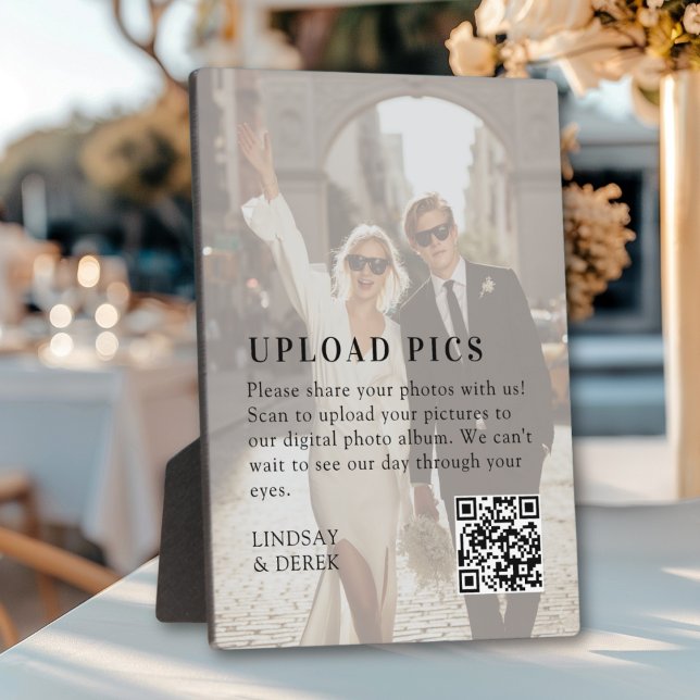 Placa Expositora PICS HAPPEN!QR Code Bold Wedding Photo Gallery (PICS HAPPEN!QR Code Bold Trending Wedding Plaque)