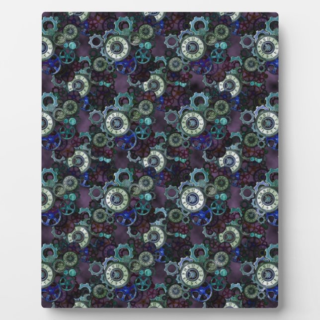 Placa Expositora piezas de reloj de vapor - impresión púrpura de Le (Frente)