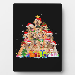 Placa Expositora Pijama de Navidad Retriever Dorado Árbol Regalo de