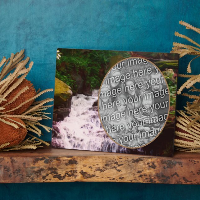 Placa Expositora Pintado de cascadas de madera pequeña añada tu fot (Lado)