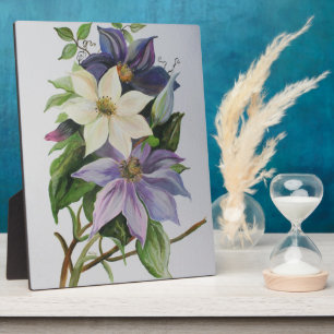 Placa Expositora Pintura acrílica de Lilac Clematis Vine