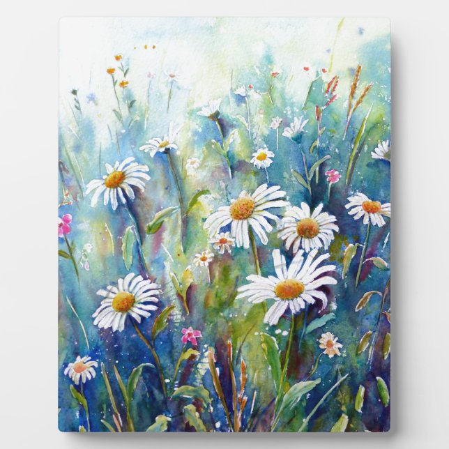 Placa Expositora Pintura acuarela de campo margarita (Frente)