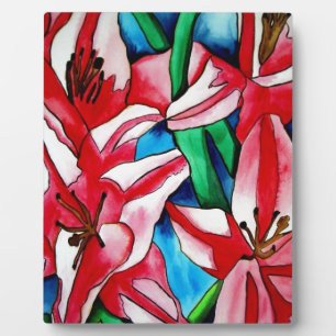 Placa Expositora Pintura acuarela de lirio rosa