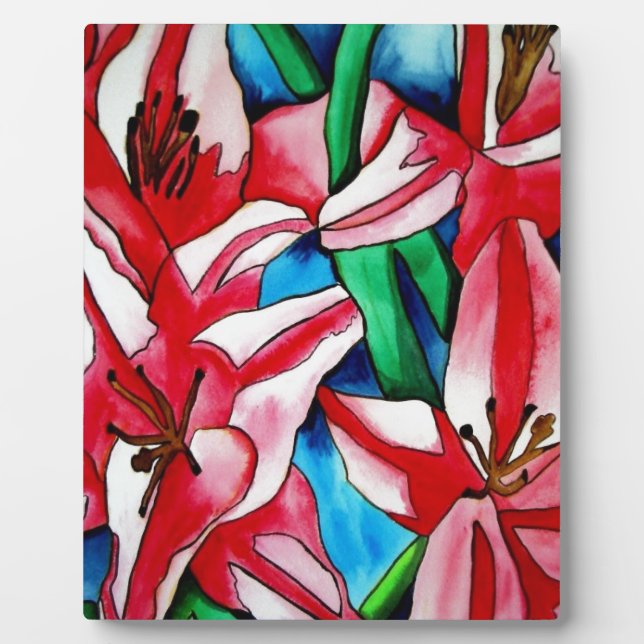 Placa Expositora Pintura acuarela de lirio rosa (Frente)