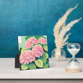 Placa Expositora Pintura artística floral de hortensias rosas