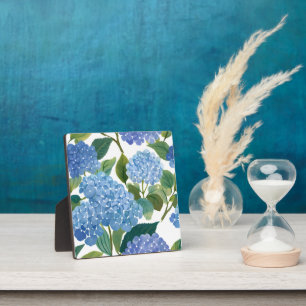 Placa Expositora Pintura costera floral de acuarela de hortensias a
