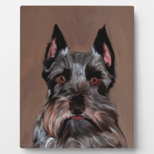 Placa Expositora Pintura de arte en color Schnauzer en miniatura