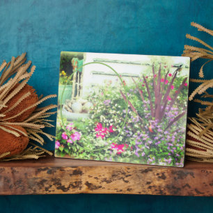 Placa Expositora Pintura de jardín de flores de patio trasero Añadi